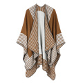 Cobertor feminino de inverno quente reversível de cashmere superdimensionado Poncho capa xale casaco